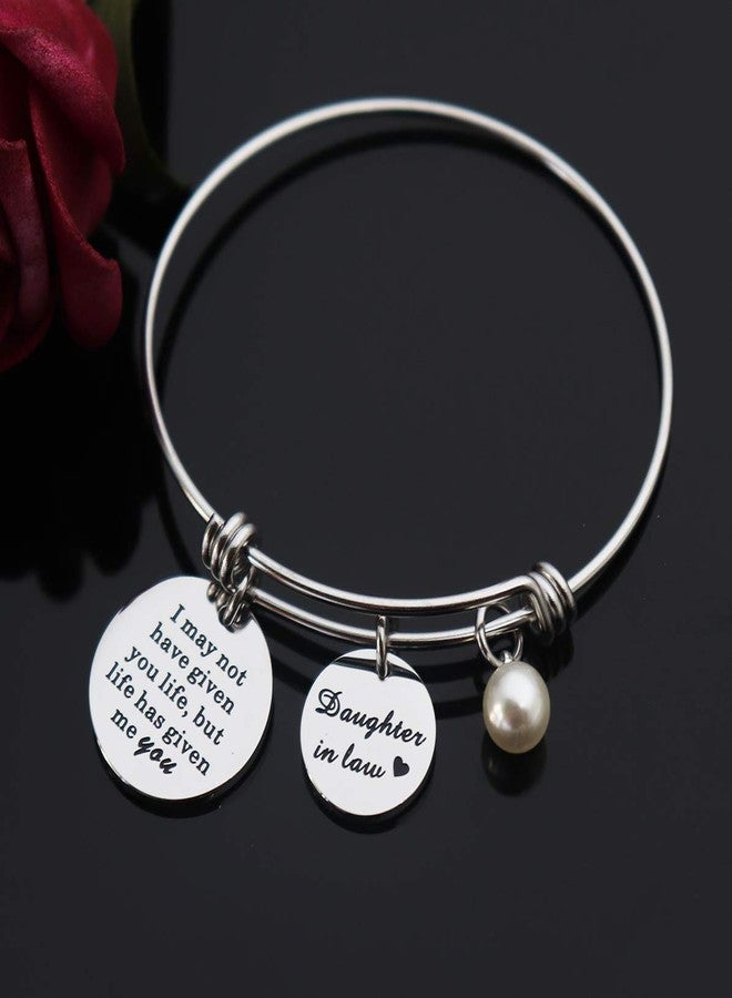 CHENVA Daughter in Law Charm Bracelet Stainless Steel Adjustable Bangle Daughter in Law Step Daughter Birthday Wedding Gift (I may not have given you life, but life has given me you) - Image 4
